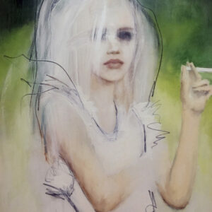 Girl with candy cigarette painting