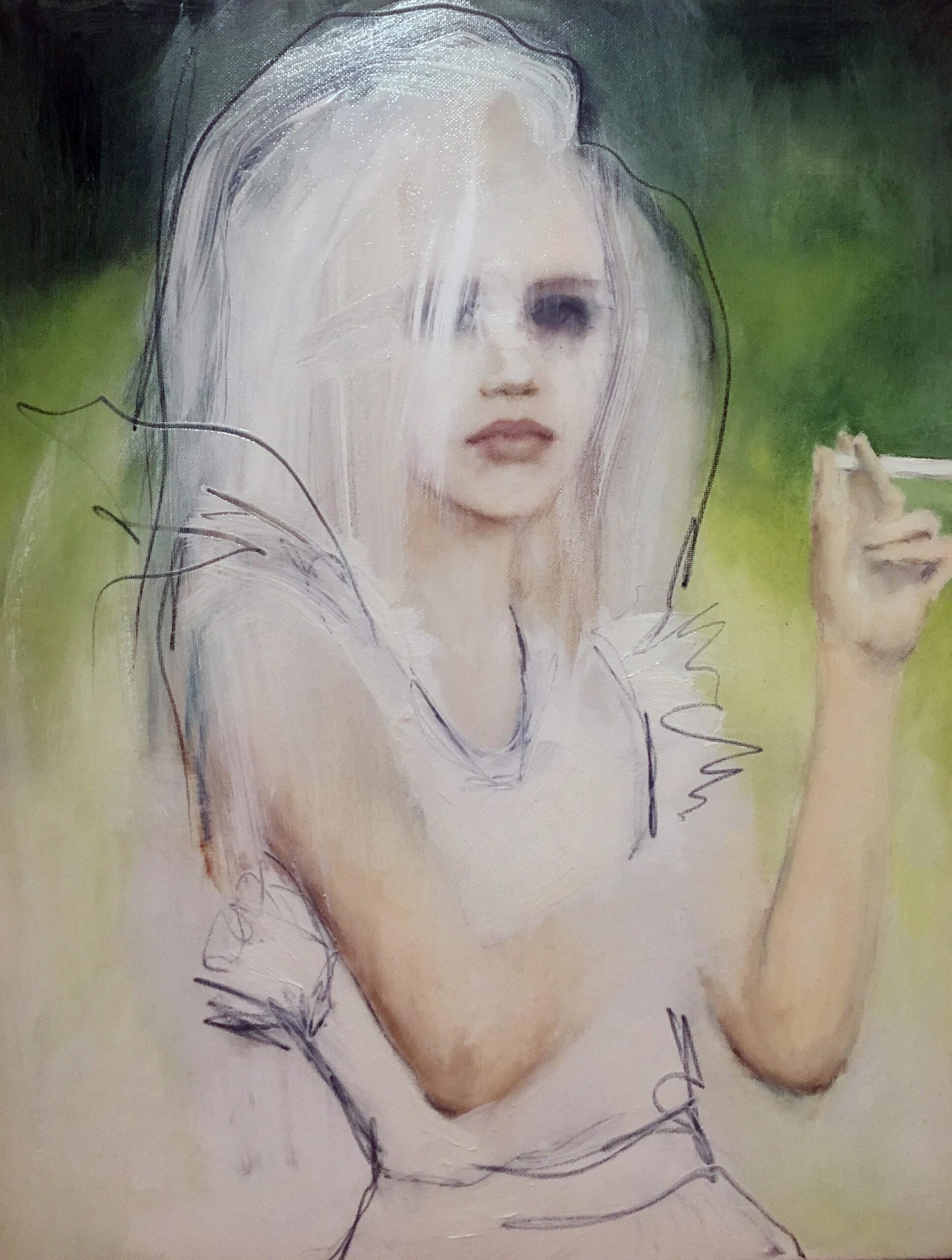Girl with candy cigarette painting