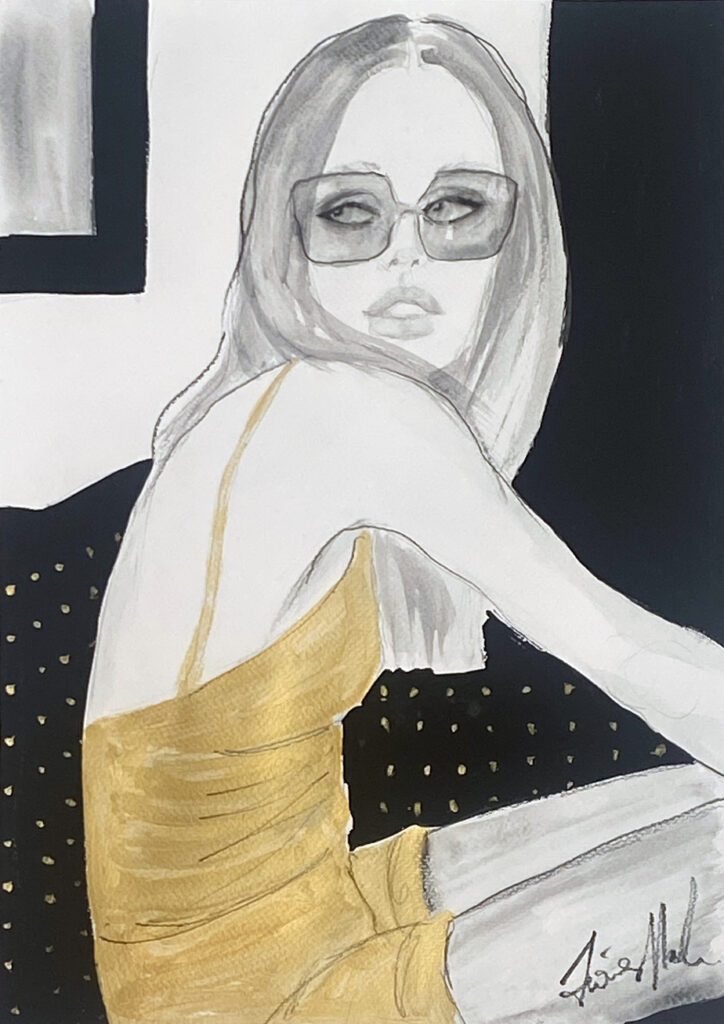 Black & Gold fashion illustration Artist Fiona Maclean